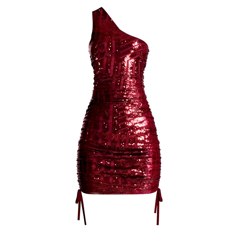 One shoulder ruched mini dress